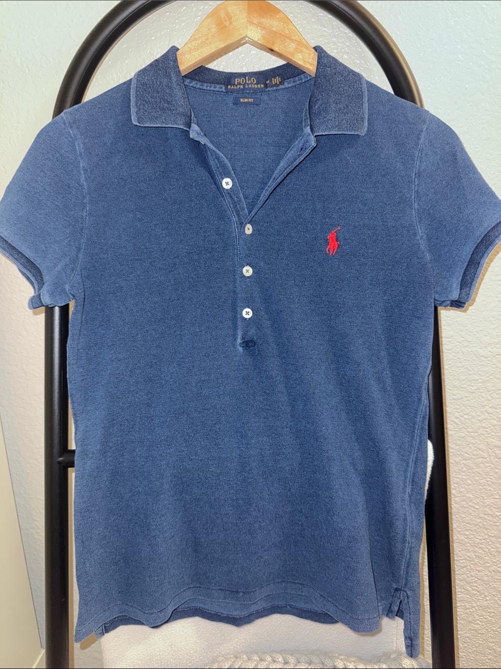 Polo Ralph Lauren faded indigo blue slim-fit polo shirt